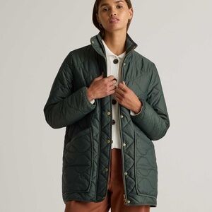 NWOT Quince Large Women Featherless Quilted Long Puffer Jacket Green